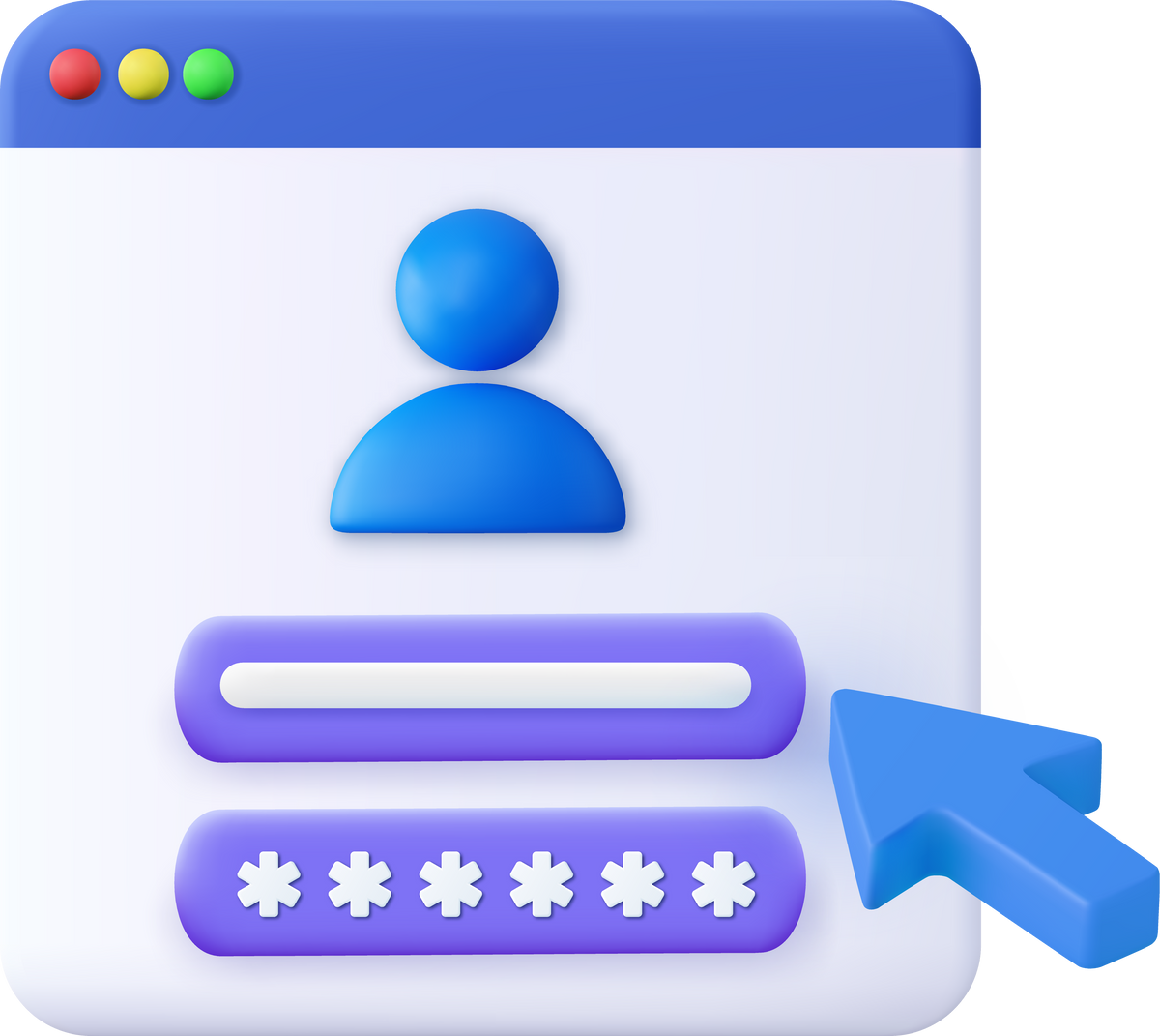 3d user Login form page.